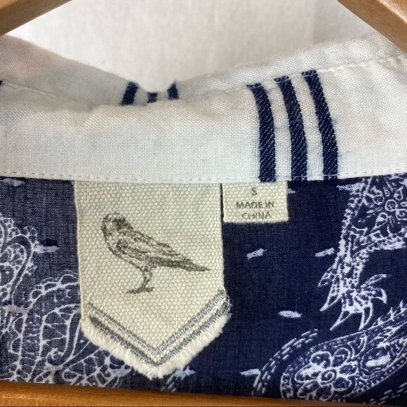 Anthropologie Sparrow Blue & White Plaid Button Up Long Sleeve Top S - Picture 5 of 6